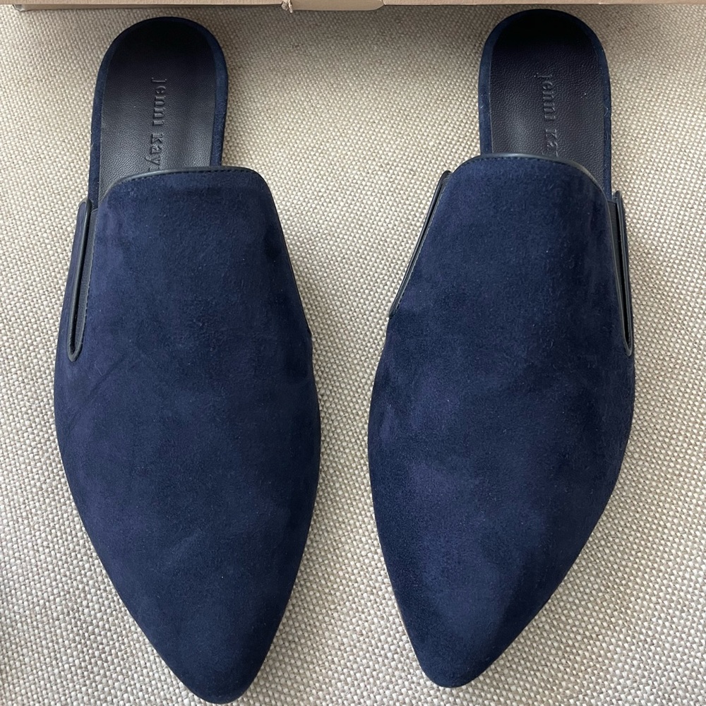 Jenni Kayne Navy Blue Suede Mules